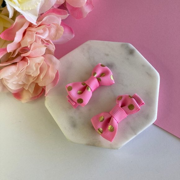 Set 6 Pcs Baby Mini Bows 3 Pairs Hair Clips for Girls and Baby New - Picture 2 of 7